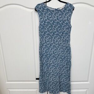 LOFT Blue Floral Midi Dress